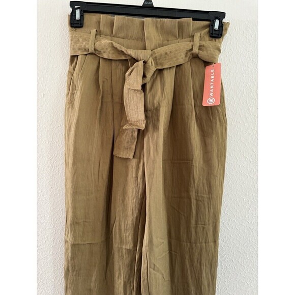 W. by Wantable Women's See U Soon Belted Tapered Pant tan khaki size 2 REF D84C - Picture 3 of 13